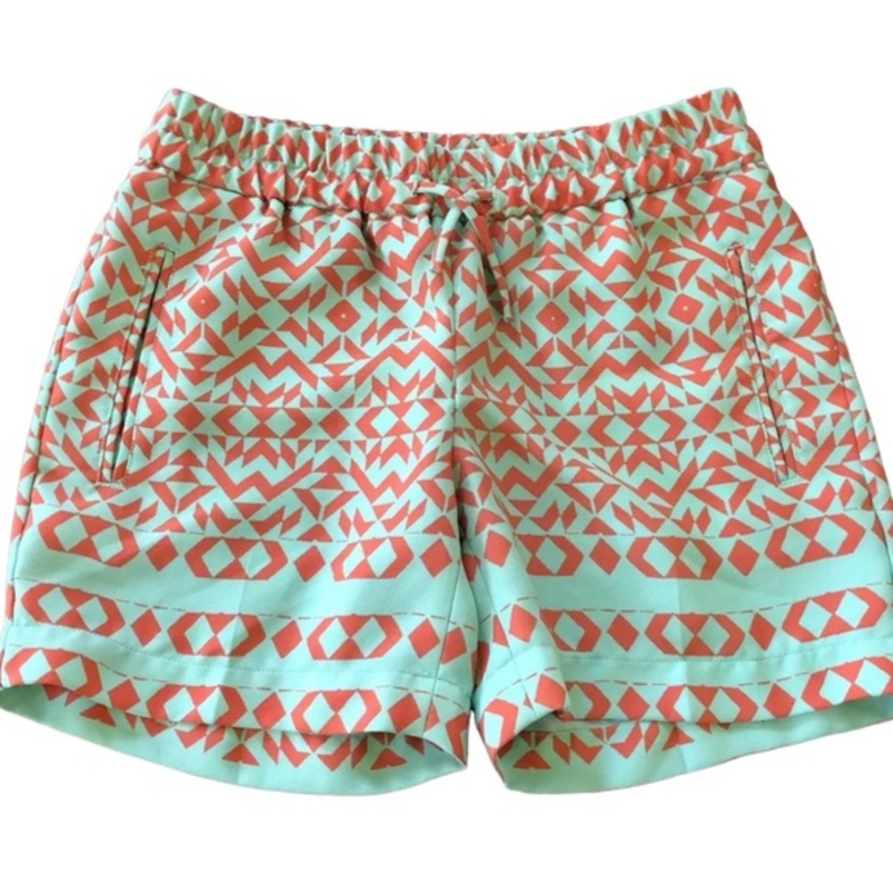 The limited drawstring pocket aztec print turquoise mint orange coral shorts M